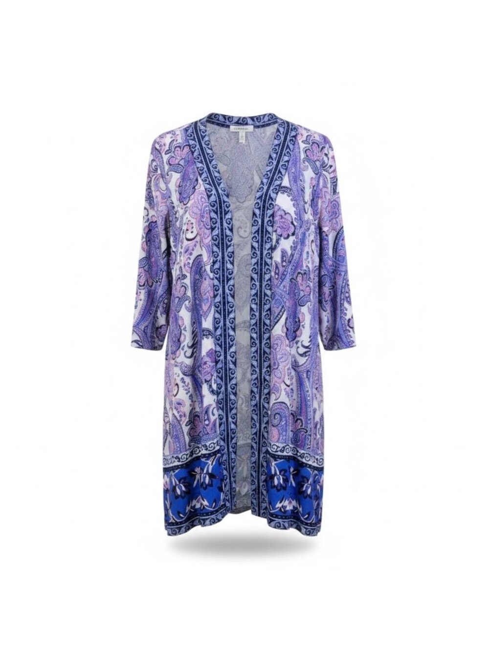 Susan Graver Womens Multicolor Paisley Kimono Cardigan Size L